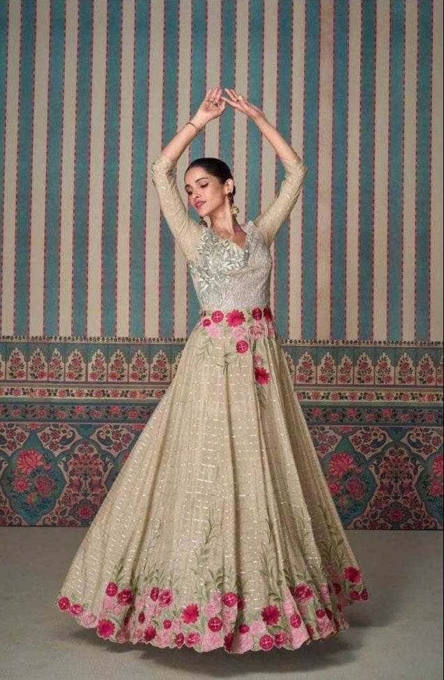 Chinon Silk DESIGNER-ETHNIC Gown - MYLUXURY LANE ENTERPRISE